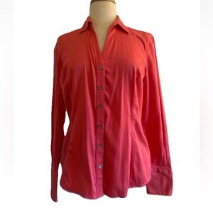 Calvin Klein Women's Vibrant Red Button-Down Shirt